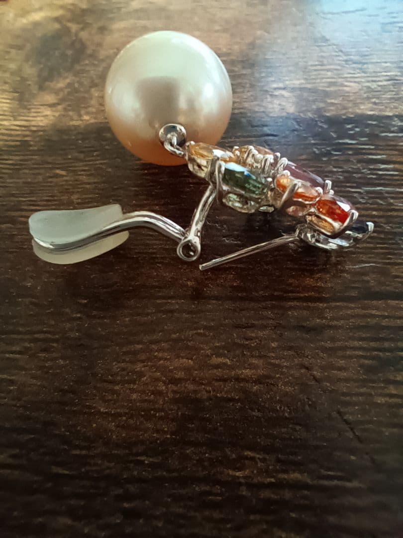 K18WG パール 花モチーフ ピアス(片耳用)