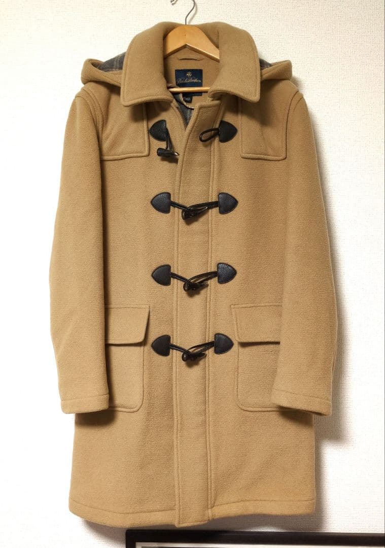 美品 ブルックスブラザーズ 肉厚 ダッフルコート フード付き XS