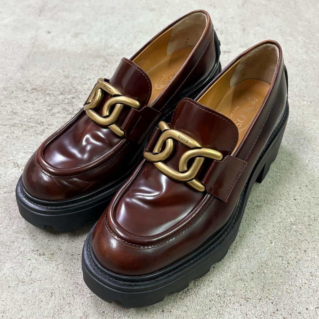【美品】TOD'S トッズ シューズ タイムレス ローファー ブラウン