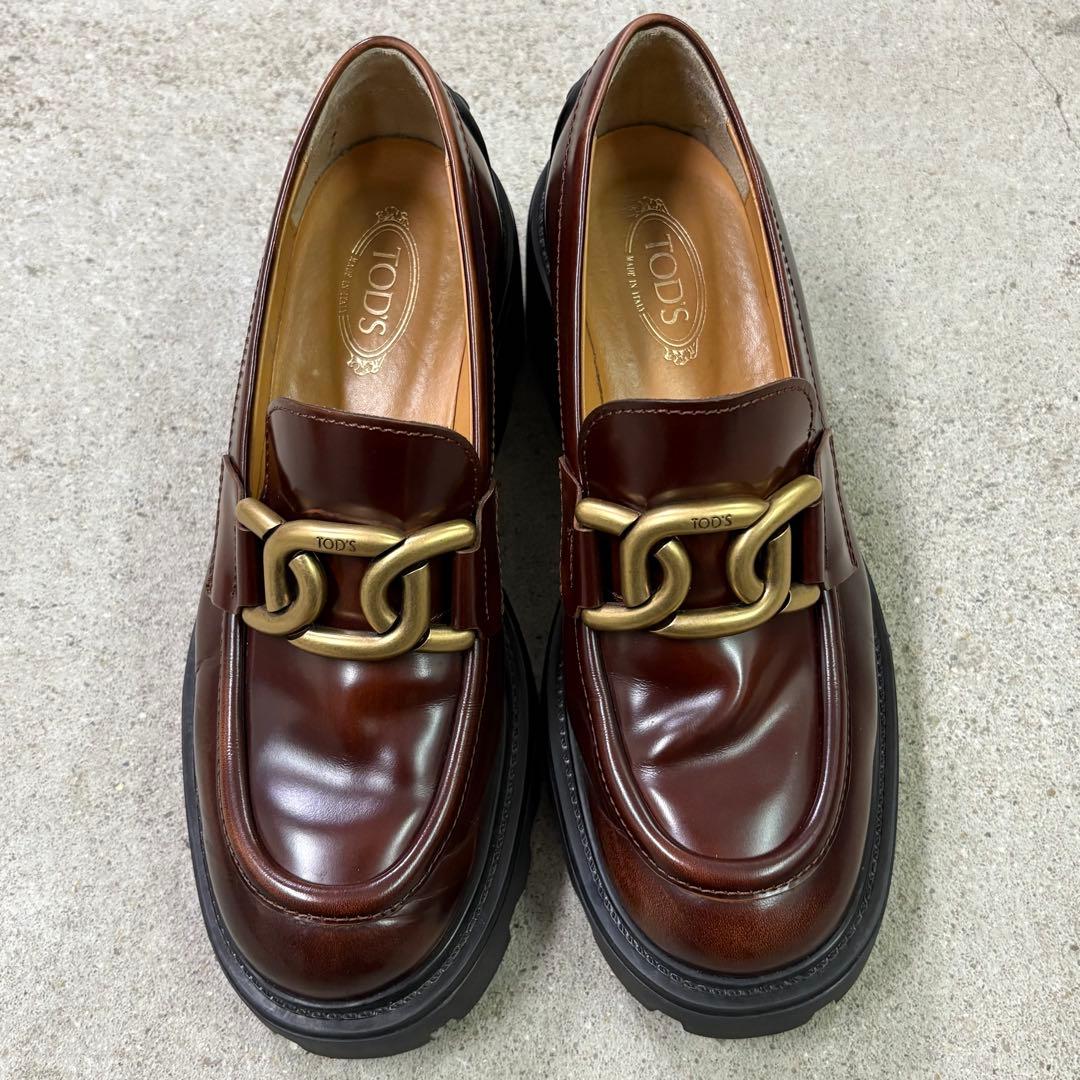 【美品】TOD'S トッズ シューズ タイムレス ローファー ブラウン