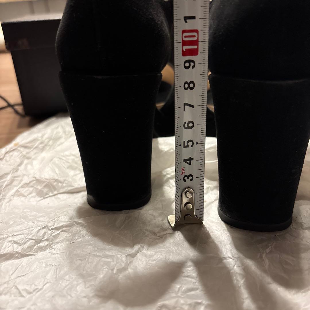 CHANEL シャネル ブラックオープントゥサンダル ベロア 37