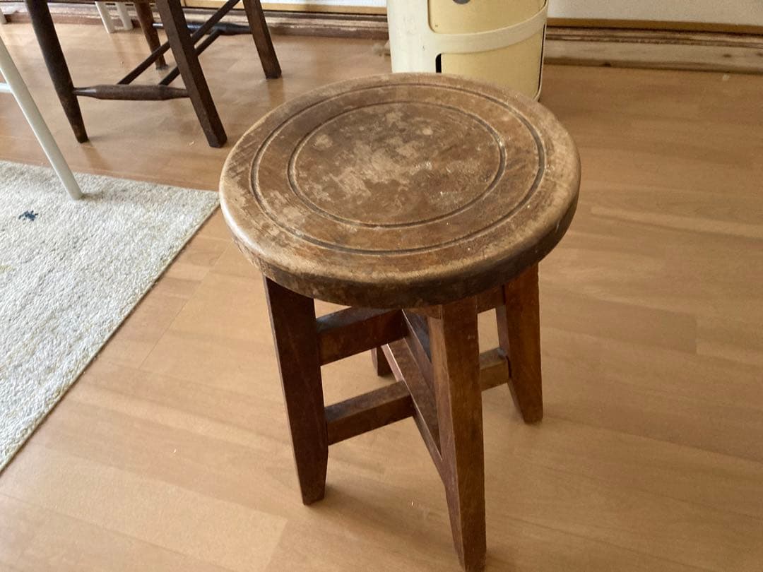 木製円形スツール　昭和レトロ