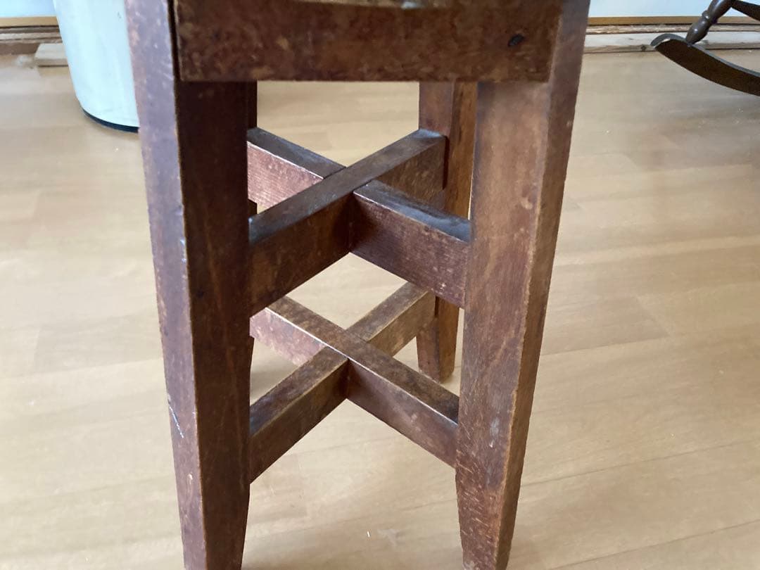 木製円形スツール　昭和レトロ