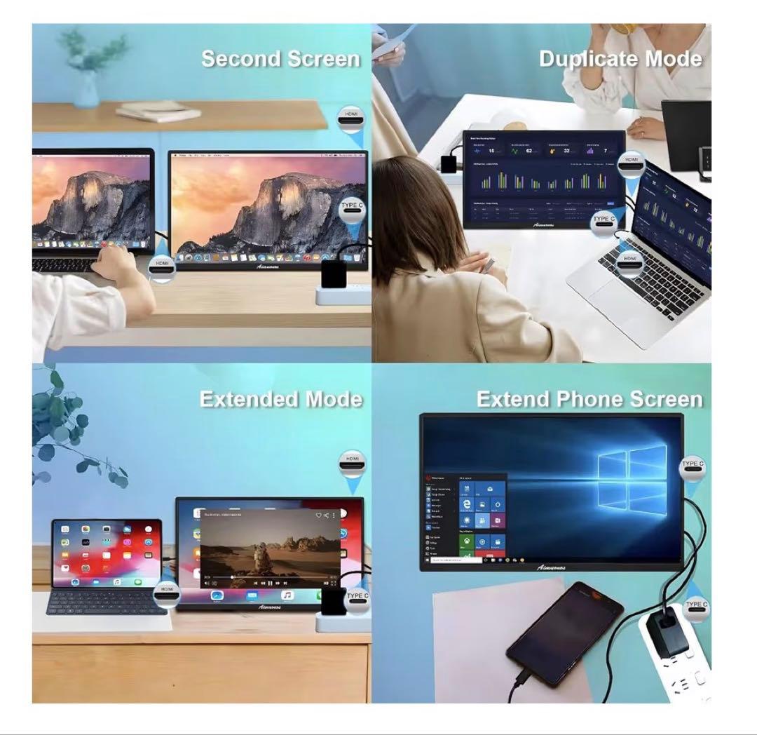 18.5インチ ノートパソコン用 ポータブルモニター 1080P