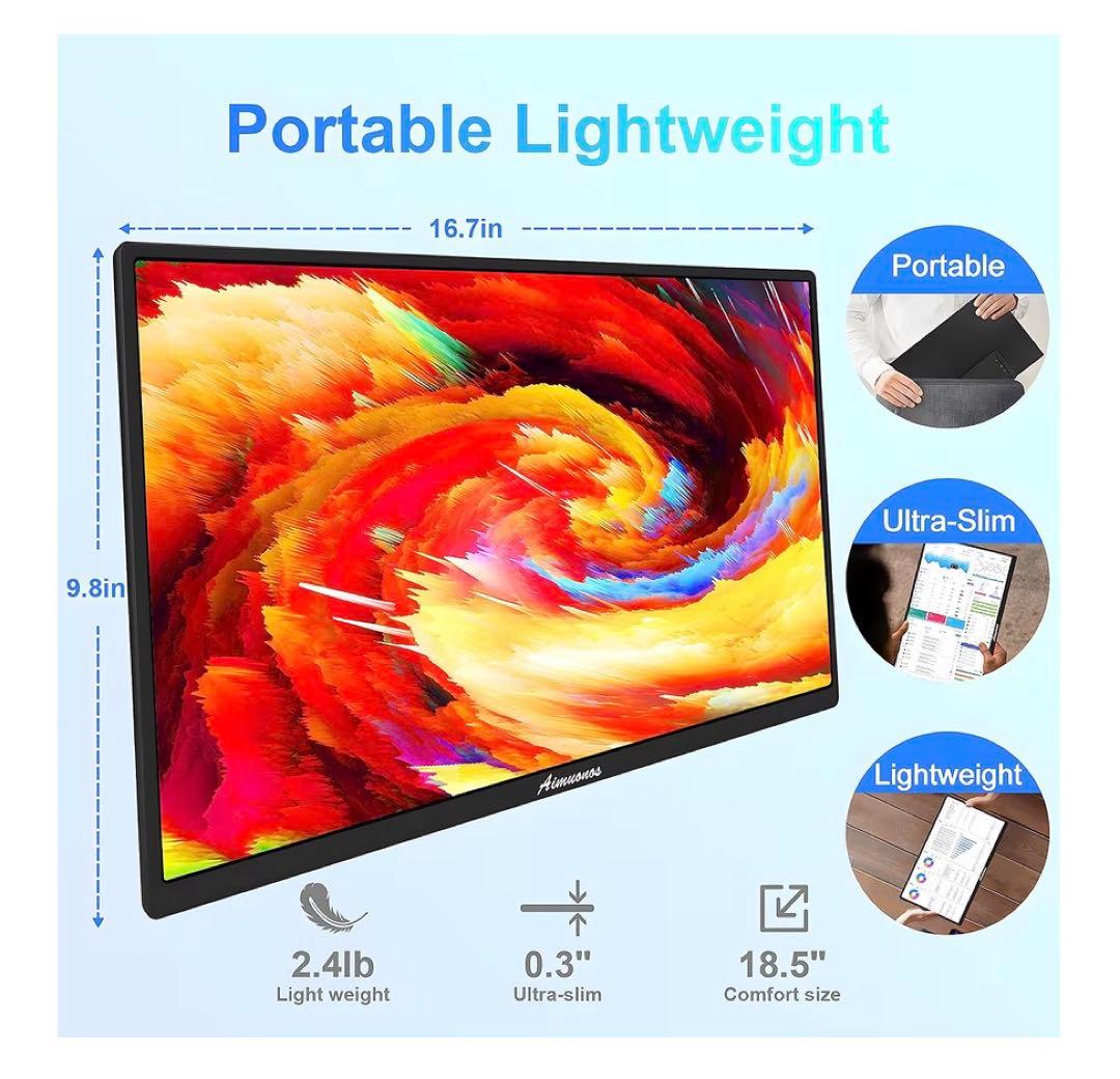 18.5インチ ノートパソコン用 ポータブルモニター 1080P
