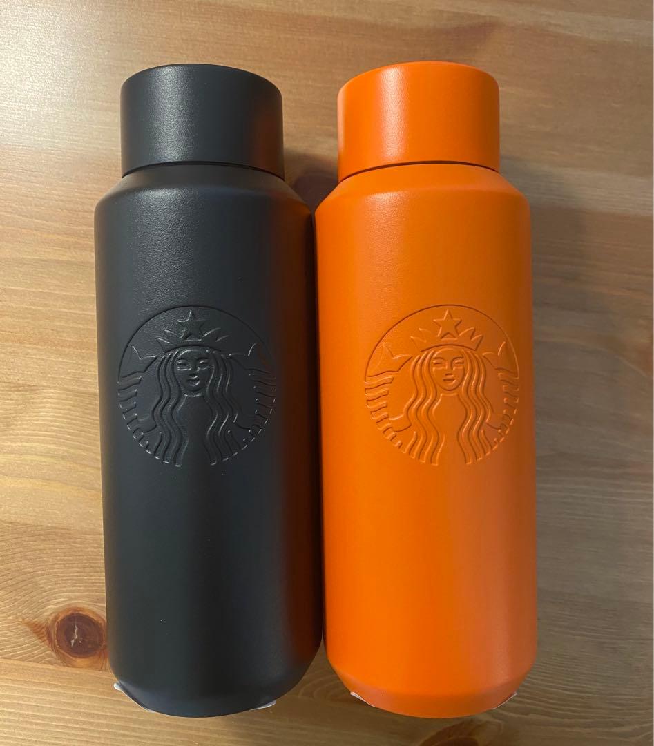 【新品未使用】スタバ×ポーター コラボステンレスボトル マットオレンジ　ブラック