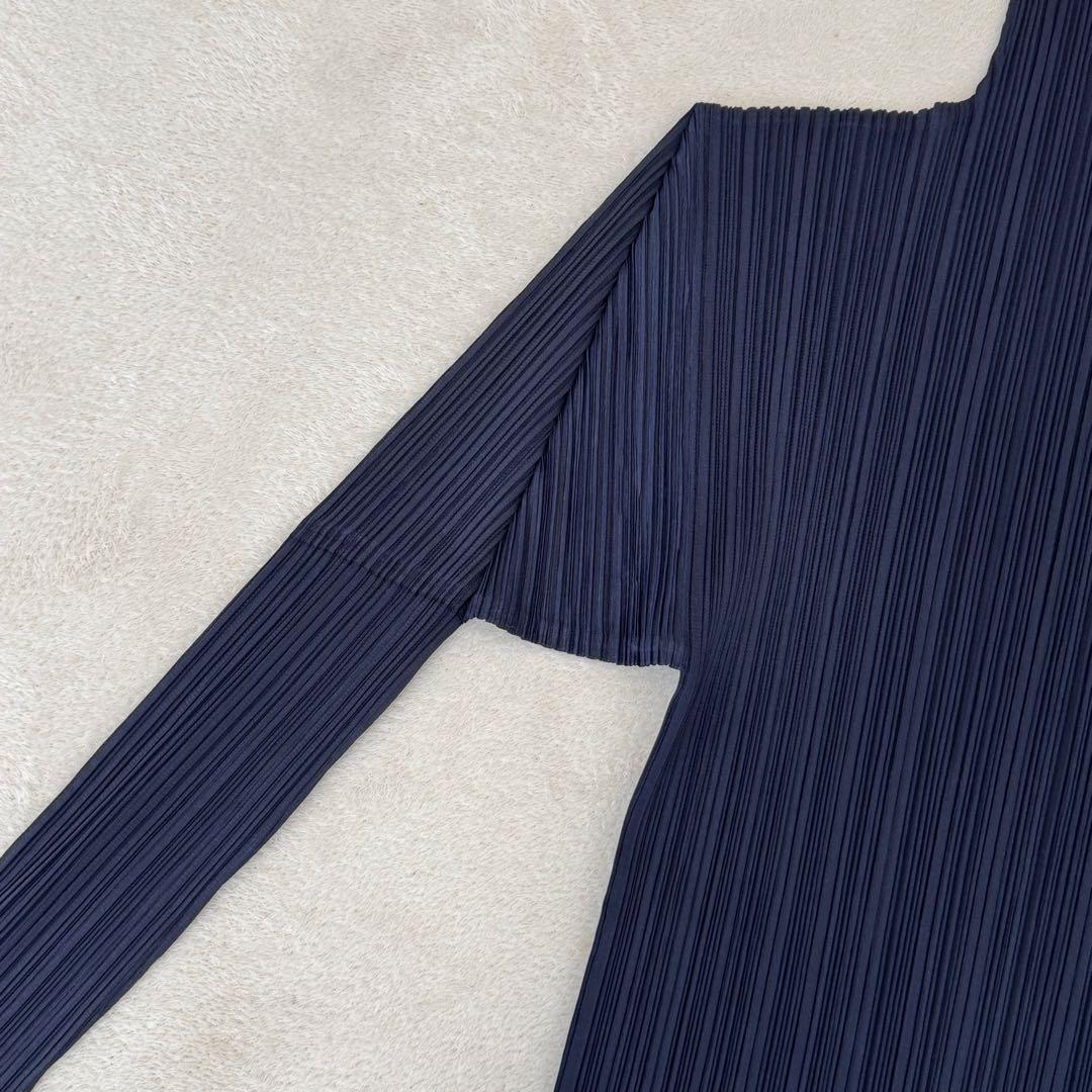 美品✨PLEATS PLEASE プリーツ　ネイビー　XLサイズ 長袖　トップス