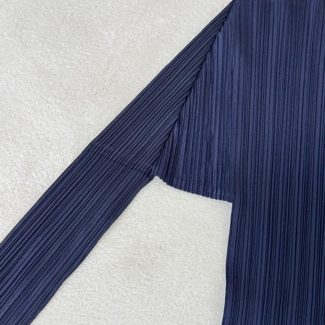 美品✨PLEATS PLEASE プリーツ　ネイビー　XLサイズ 長袖　トップス