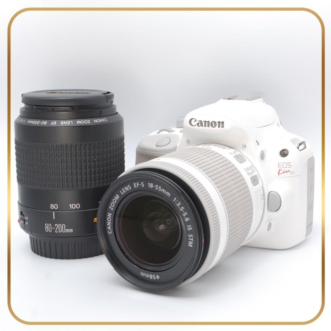 【極美品】Canon EOS Kiss X7 ホワイト ダブルレンズ 女性に人気