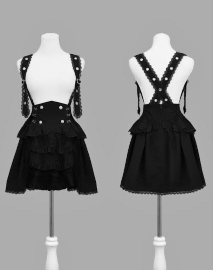 夢纏うサスペンダースカート　ディムモアール　ブラック　Lサイズ