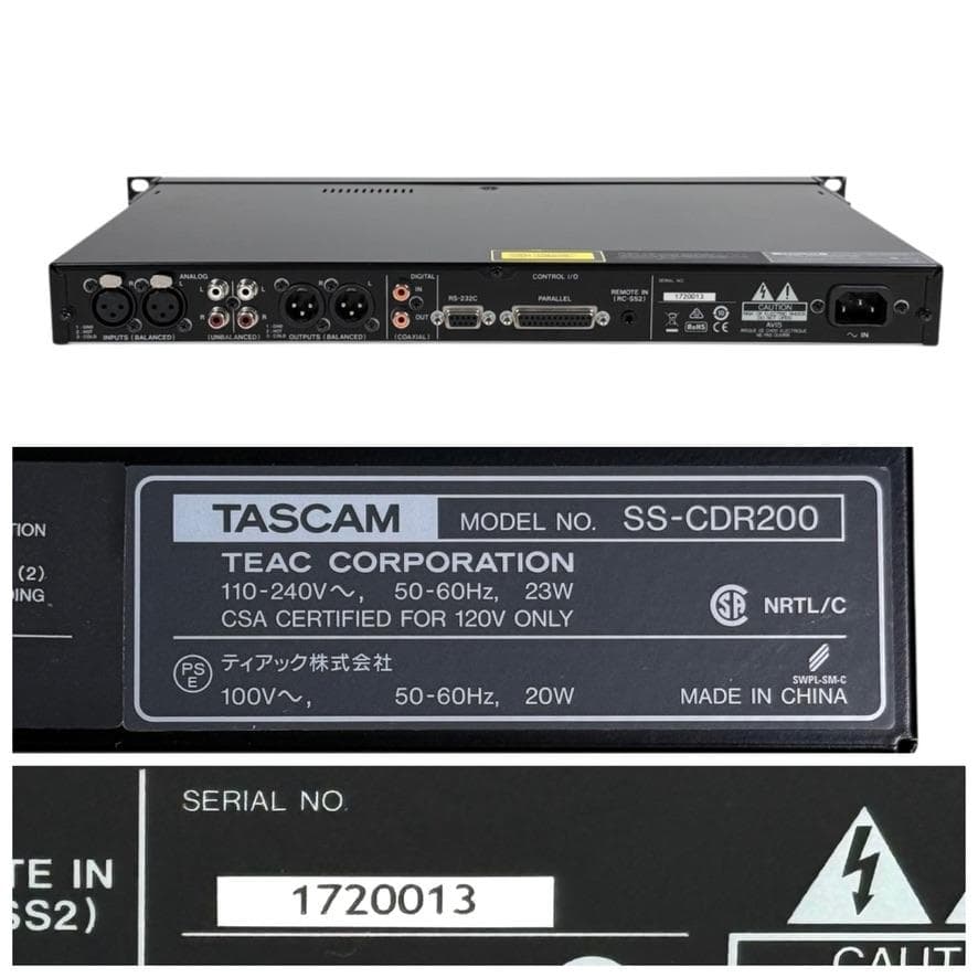 TASCAM ソリッドステートCDステレオオーディオレコーダーSS-CDR200