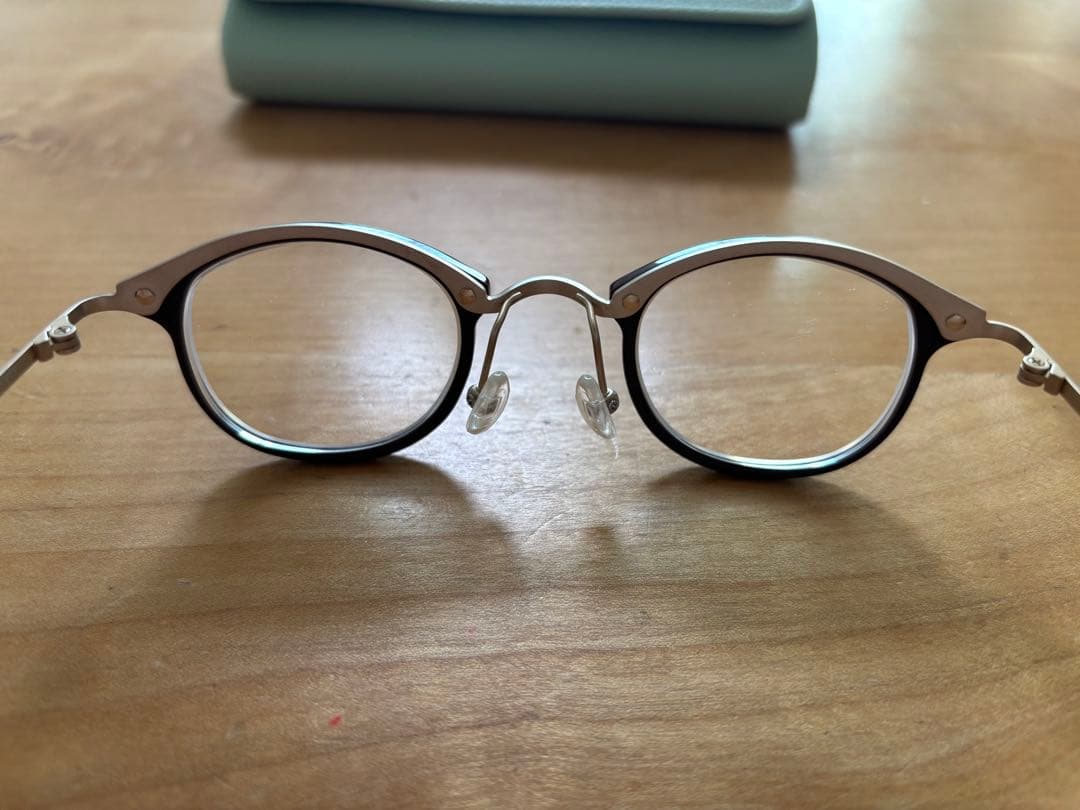 AKITTO bin3 ブラウン ラウンドメガネ 専用ケース付き