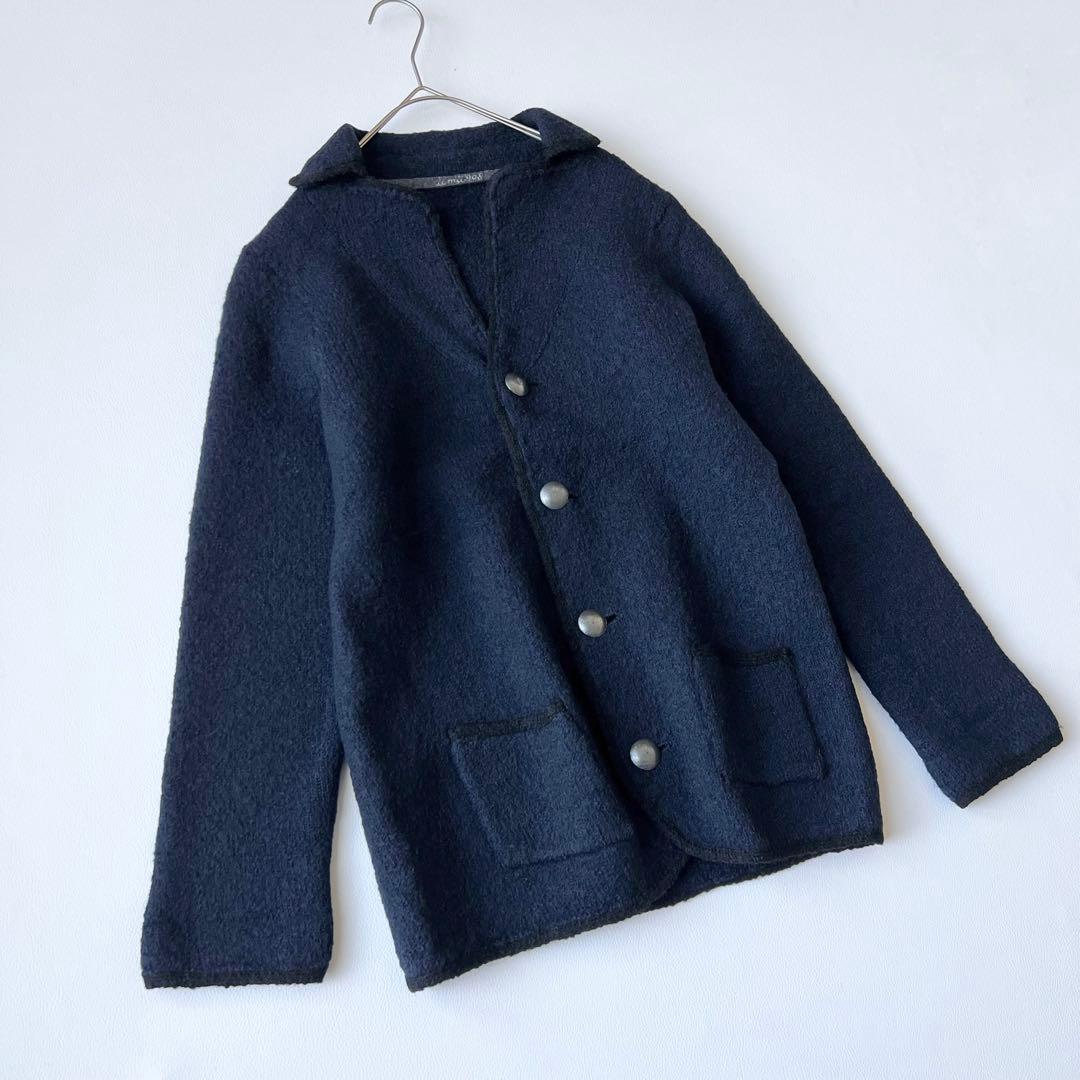 4888【美品】45R ニットジャケット アルパカ umii908 銀ボタン M