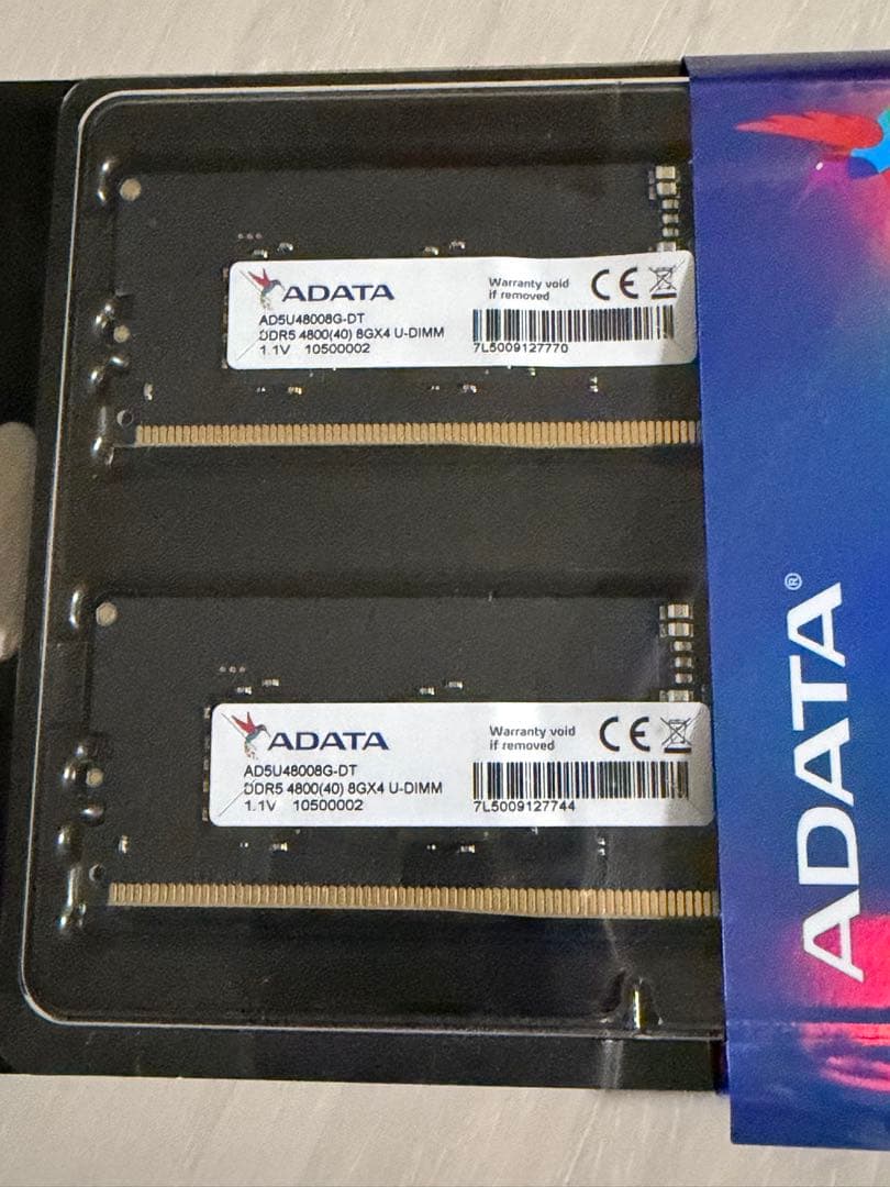 【新品未開封】ADATA DDR5-4800 メモリ 16GB (8GB×2枚)