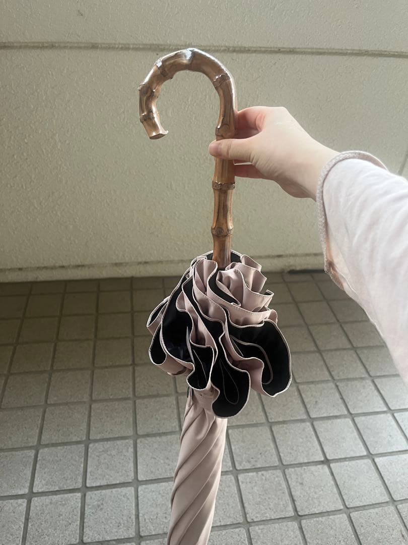 (茶々)Rose Blanc ロサブラン 日傘 長傘 フリル付き日傘