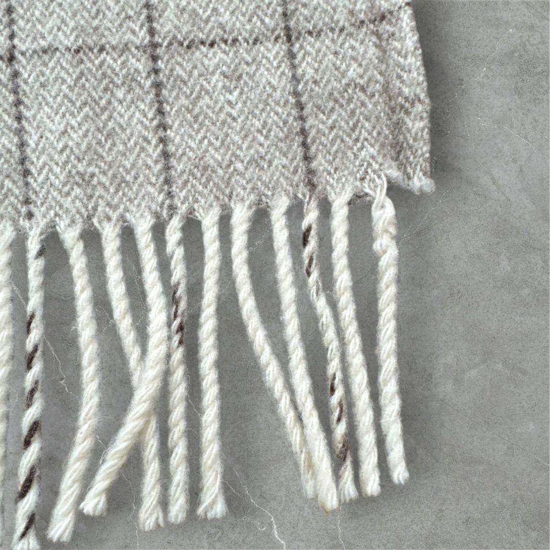 ECOLA ブランケット チェック ウール WOOL ベージュ ブラウン