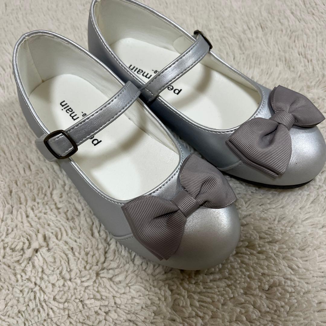 プティマイン ワンピース シューズセット 入学式　卒園式　発表会　120 紫