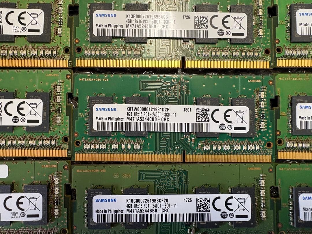 samsung ノート用メモリ DDR4-2400T 4GB 20本セット