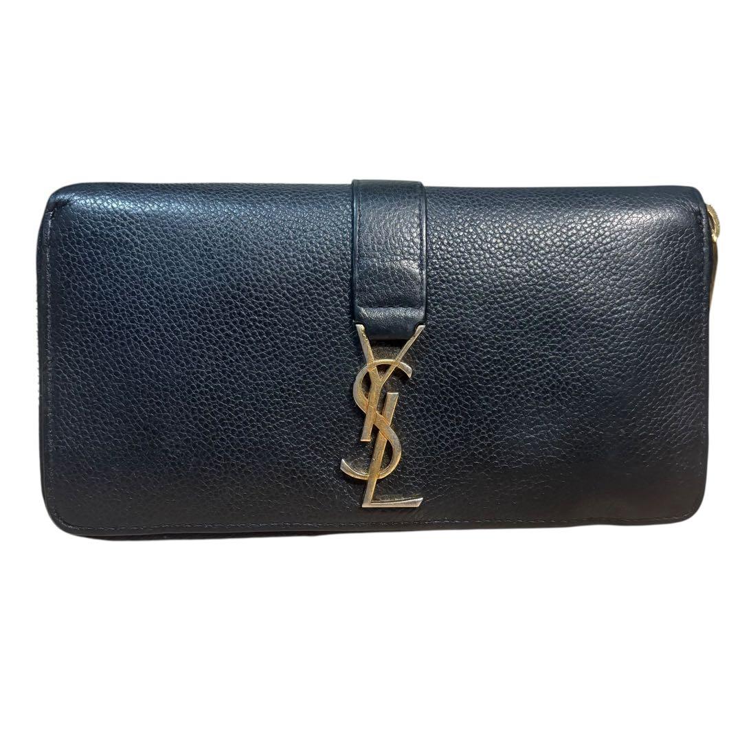 サンローラン 長財布 ラウンドファスナー カサンドラ YSL金具 黒