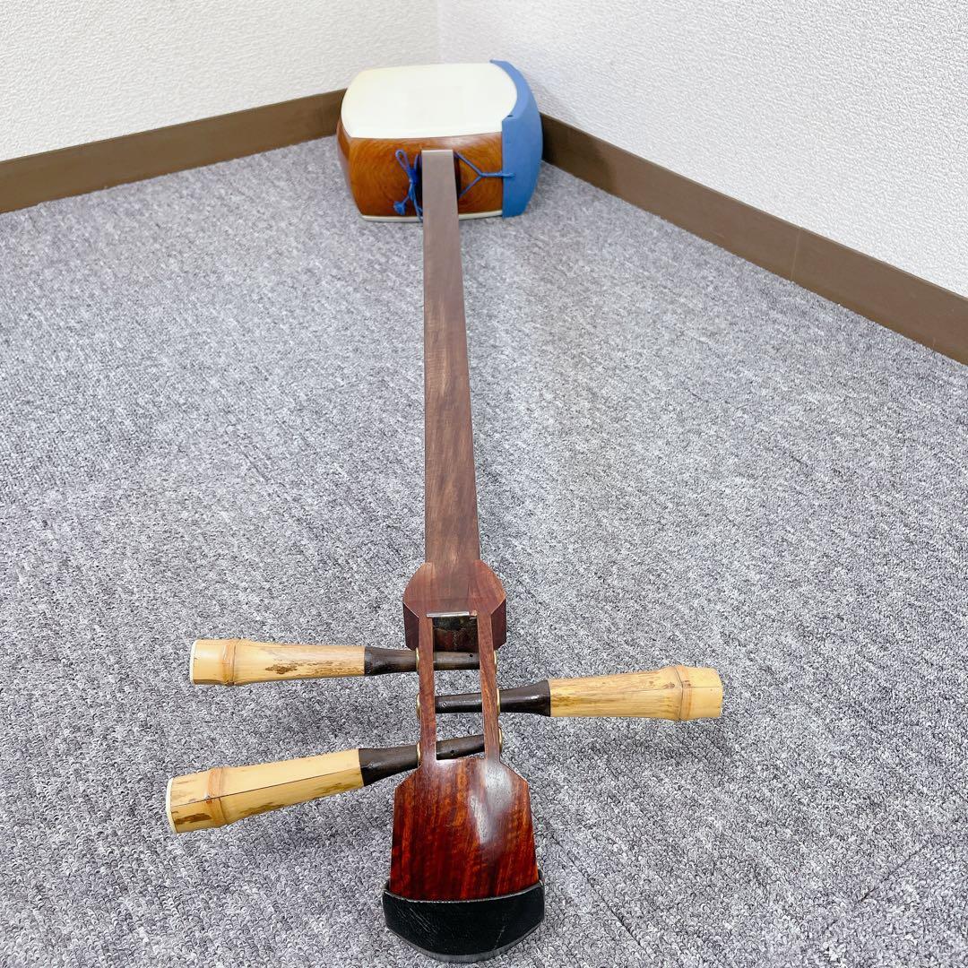 三味線 一本溝 紅木 子持ち綾杉 中棹 金細 和楽器 刻印あり