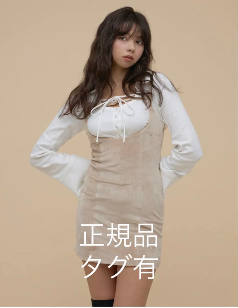 スカート andmary Betty velour mini dress beige