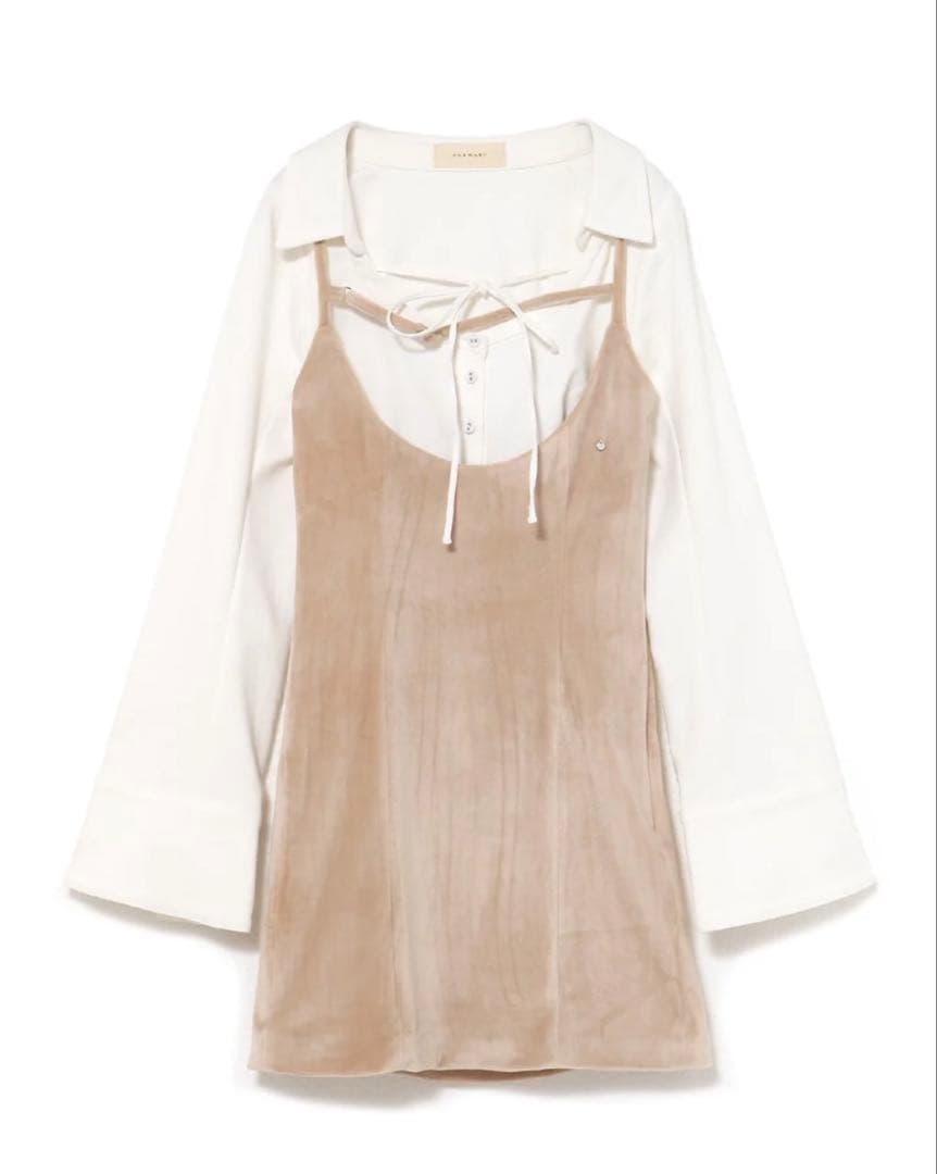 スカート andmary Betty velour mini dress beige