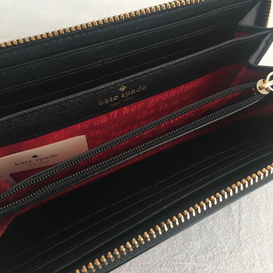 ケイトスペードニューヨーク 長財布 バラ ブラック 黒