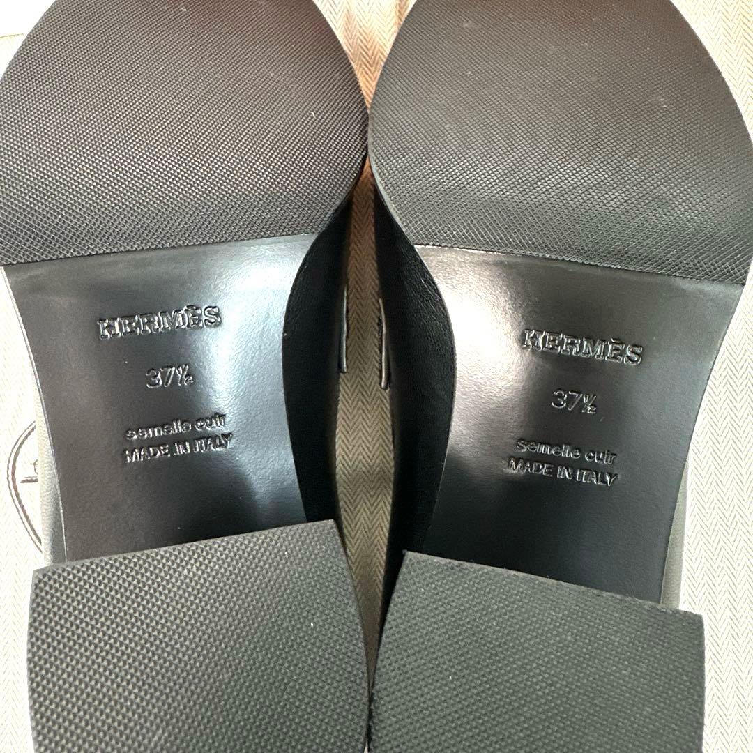 新品　エルメス　エリゼ　レザー　ヒール　ローファー　モカシン　黒　37 1/2