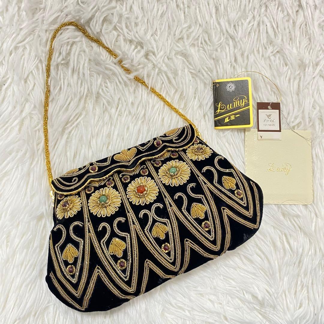 LUMY　ルミー　はしもと　ビーズバッグ　ハンドバッグ　皇室御用達　ヴィンテージ