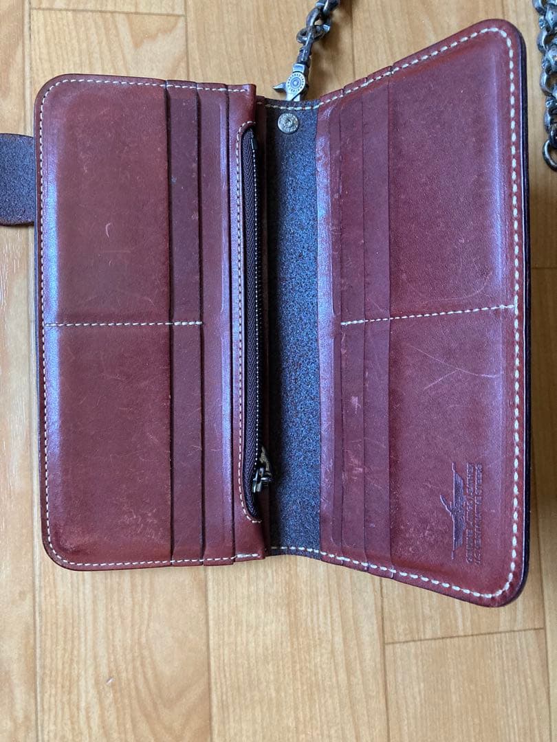 FUNNY ライダースウォレット&チェーン&ベルト　モーガンスターコンチョ　赤茶