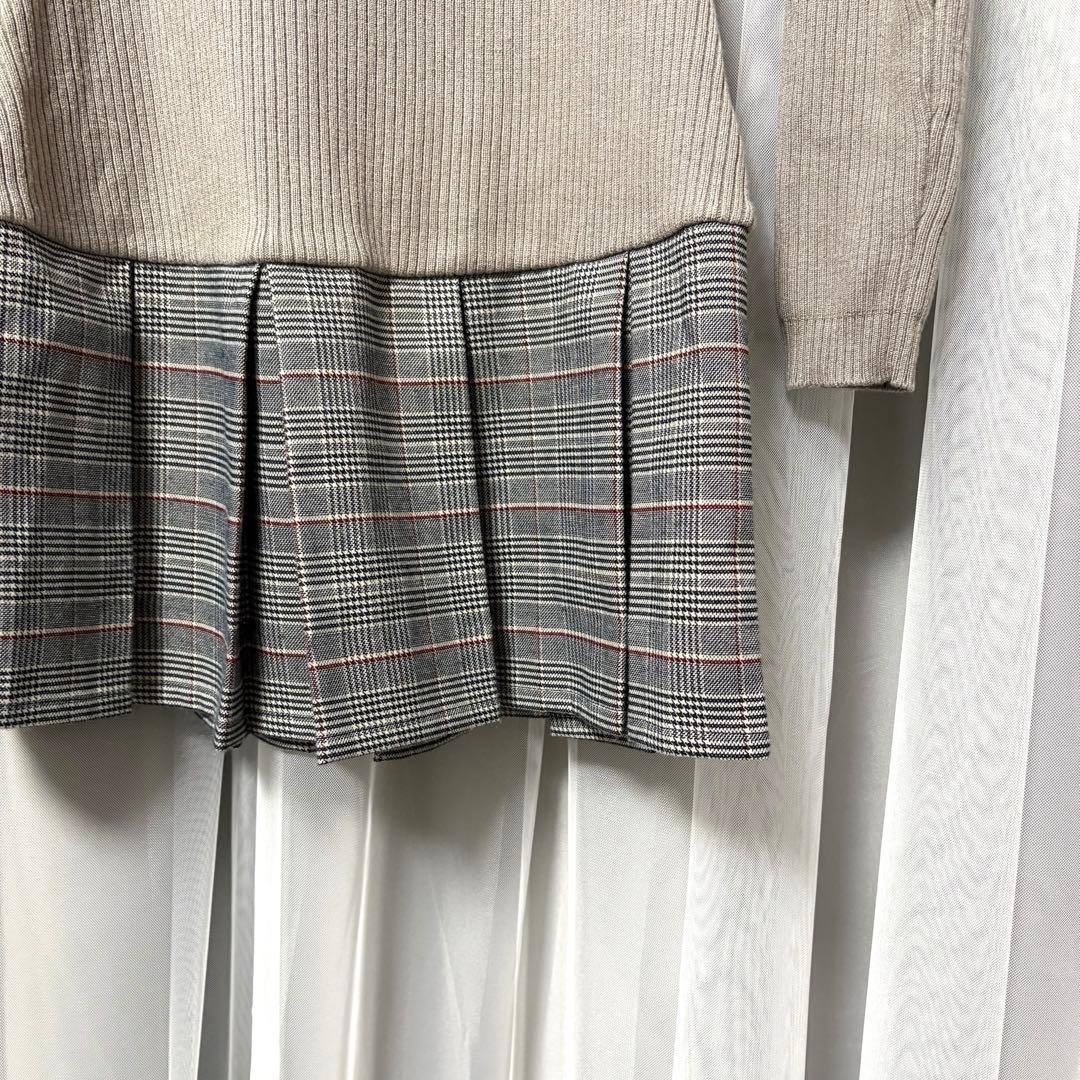 【Darich】ポイントチェックニットミニワンピース GRY