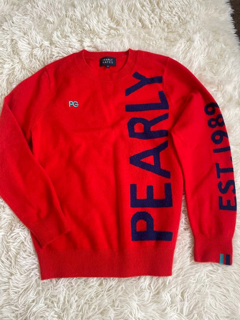 ク*コ様 PEARLY GATES カシミヤ100% レッドクルーネックニット