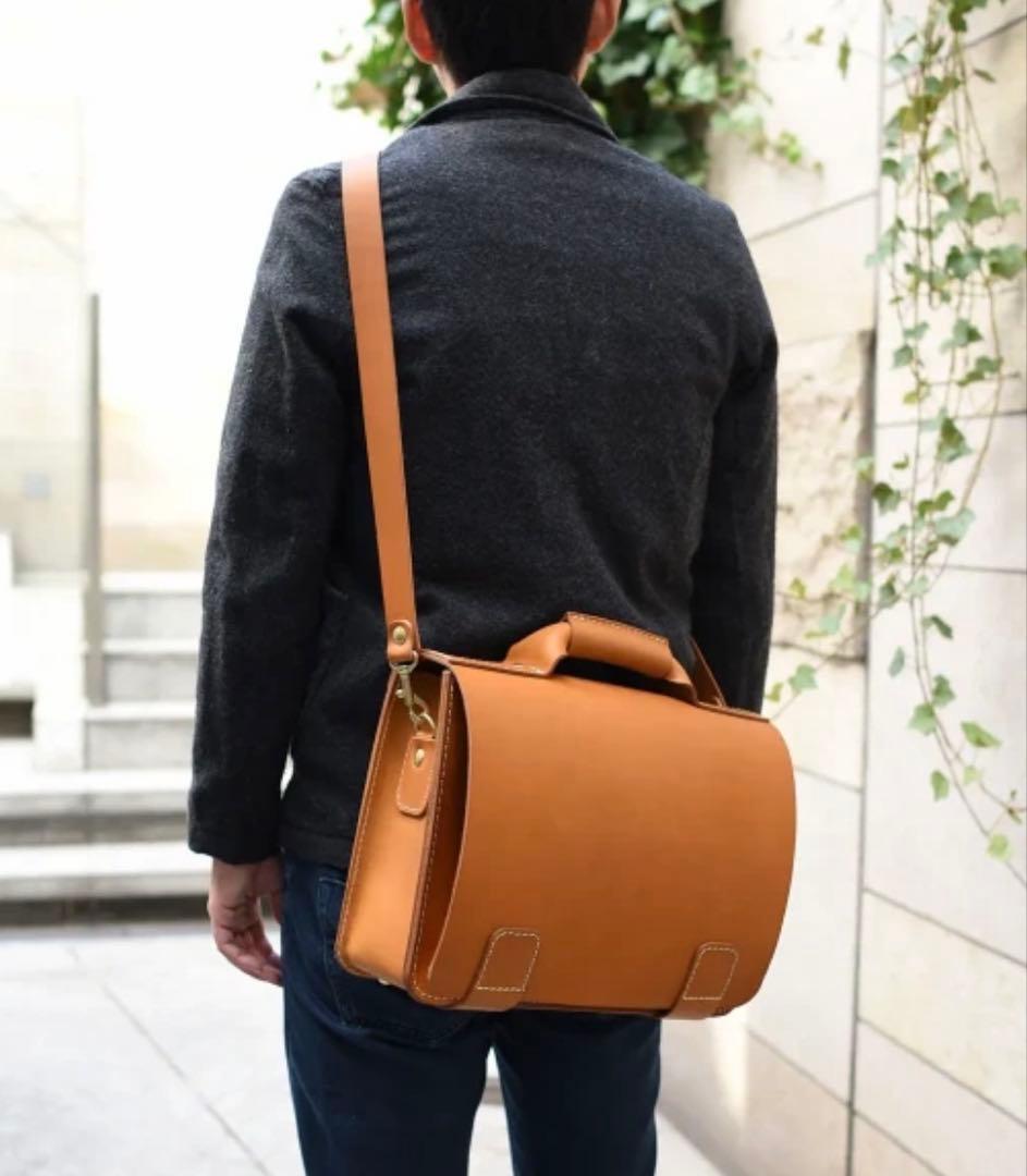 Herz 総かぶせ　横型　2way ビジネスバッグ　Lサイズ　革