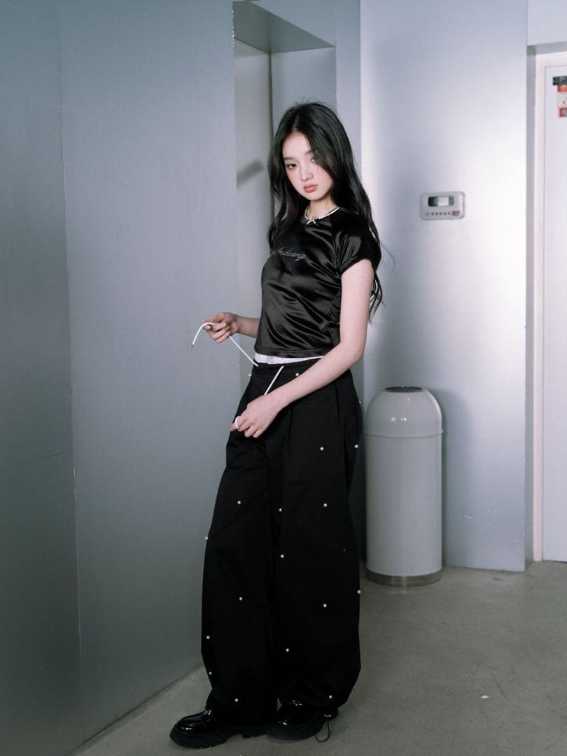 ANDWANG Pearl dot nylon pants パール パンツ