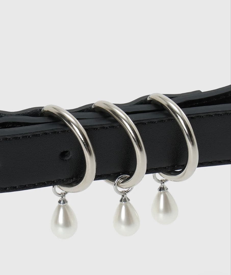 JOSE MOON ブラックベルトパール付き　D BELT with PEARL
