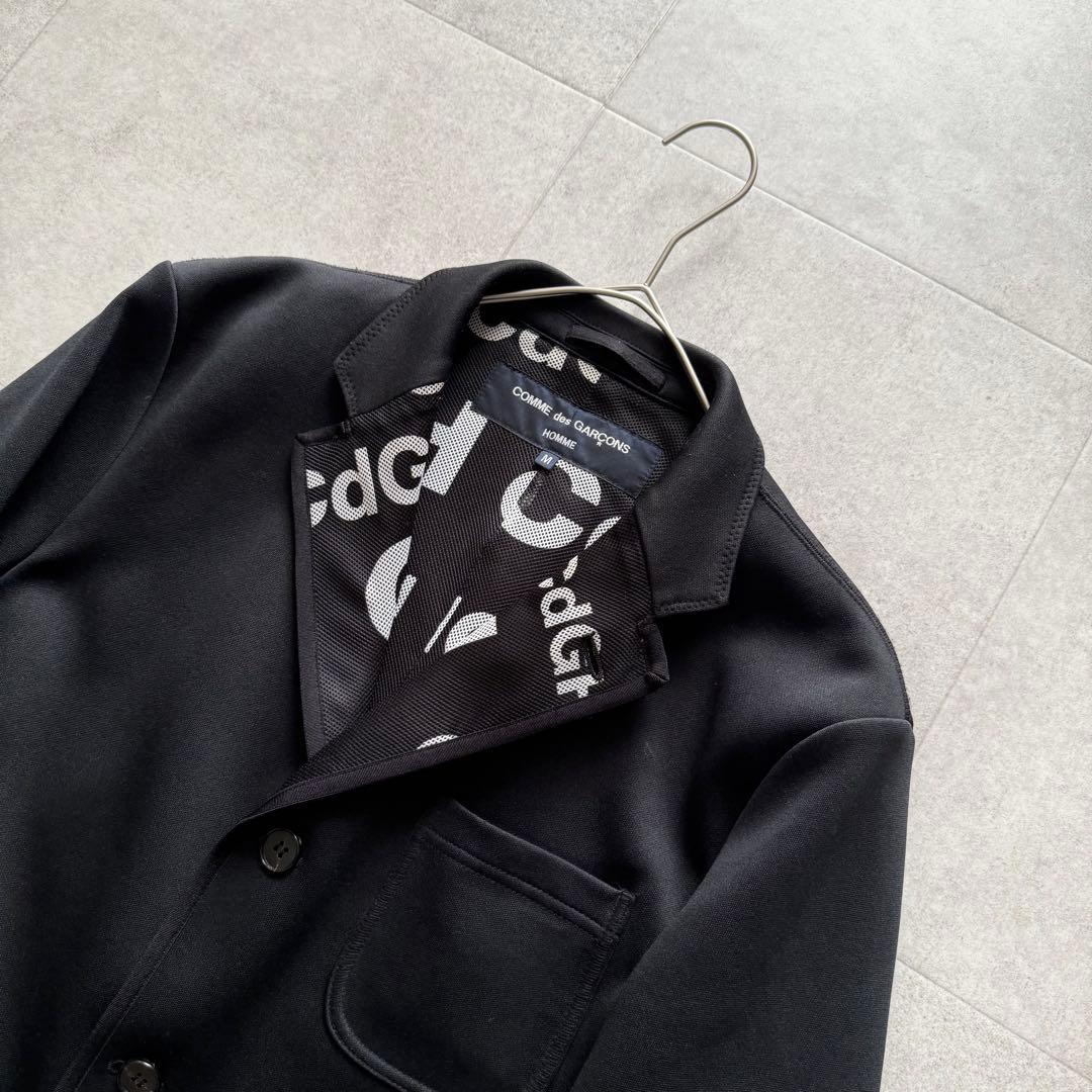 コムデギャルソンオム　ジャケット　ロゴ　メッシュ　黒　AD2019