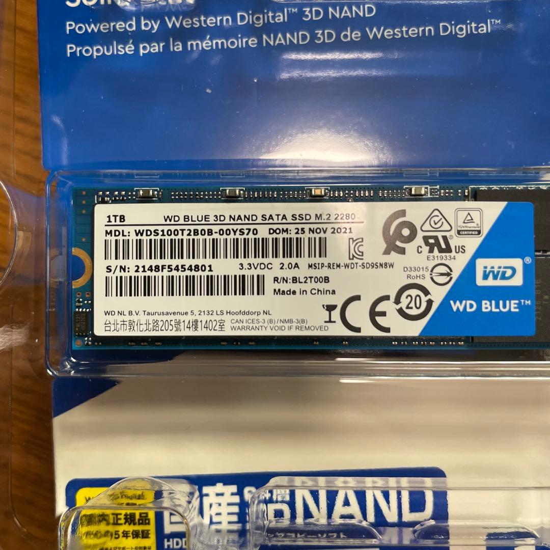 WD BLUE 3D NAND SATA SSD M.2 2280 1TB中古