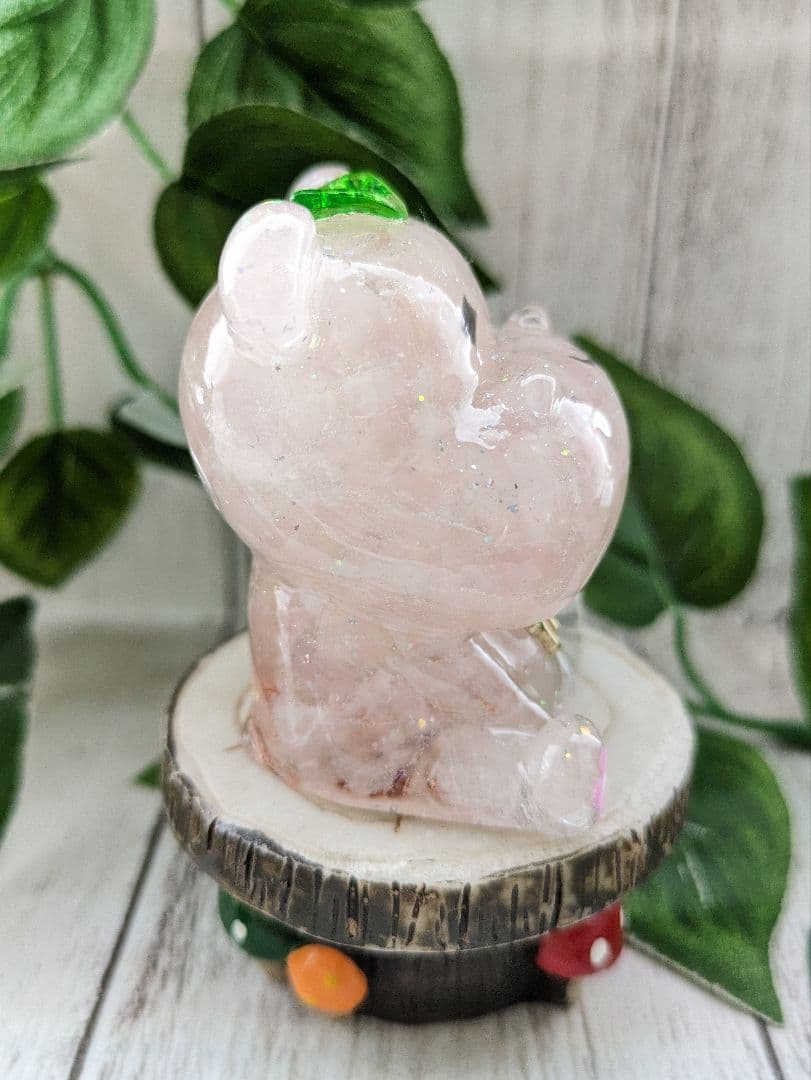 【桃】葉っぱ付き！ローズクォーツのかばちゃん形オルゴナイト☆他９点