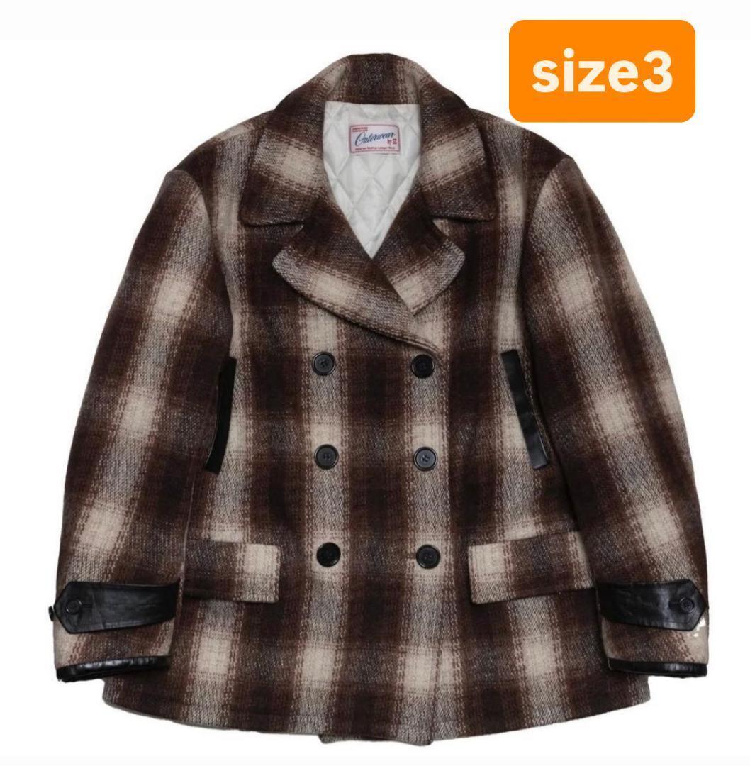 ジャケット・アウター SC Subculture OMBRE CHECK P-COAT BROWN