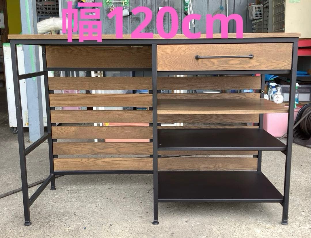 ロウヤ キッチンカウンター キッチンラック インダストリアル ゴミ箱収納