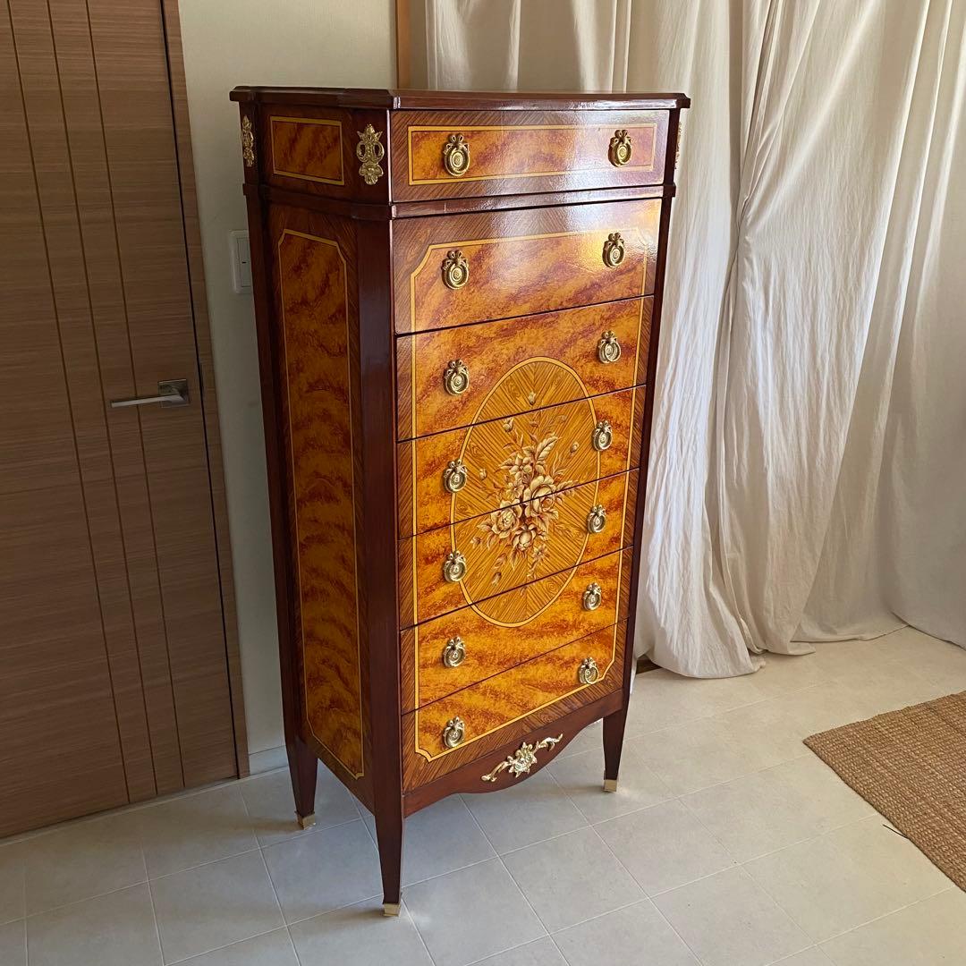 フランス製　北欧　アンティーク　チェスト　ヨーロピアン　ロココ　象嵌　象嵌細工