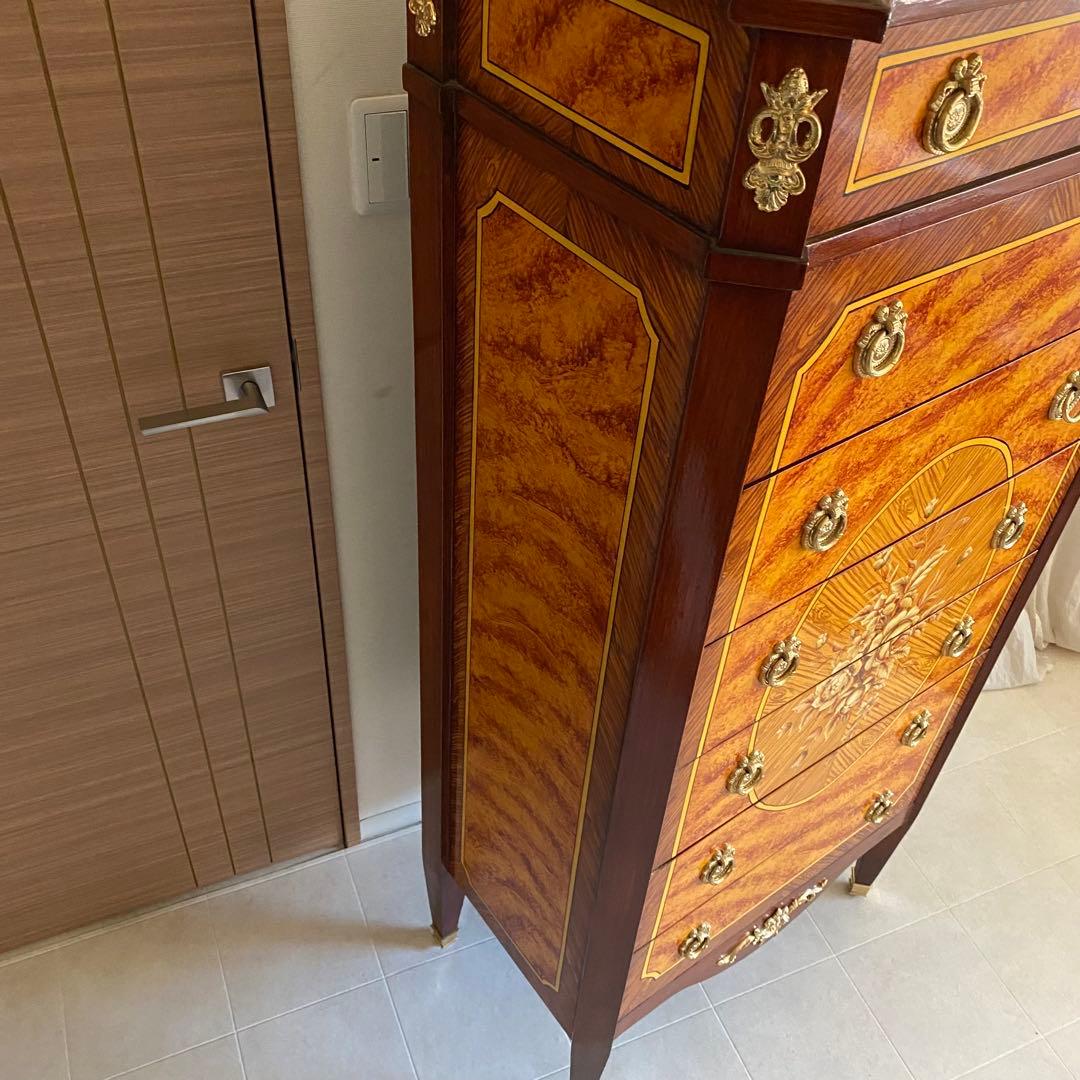 フランス製　北欧　アンティーク　チェスト　ヨーロピアン　ロココ　象嵌　象嵌細工