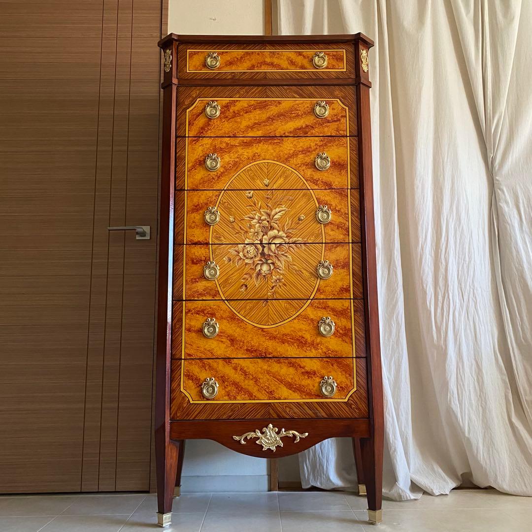 フランス製　北欧　アンティーク　チェスト　ヨーロピアン　ロココ　象嵌　象嵌細工