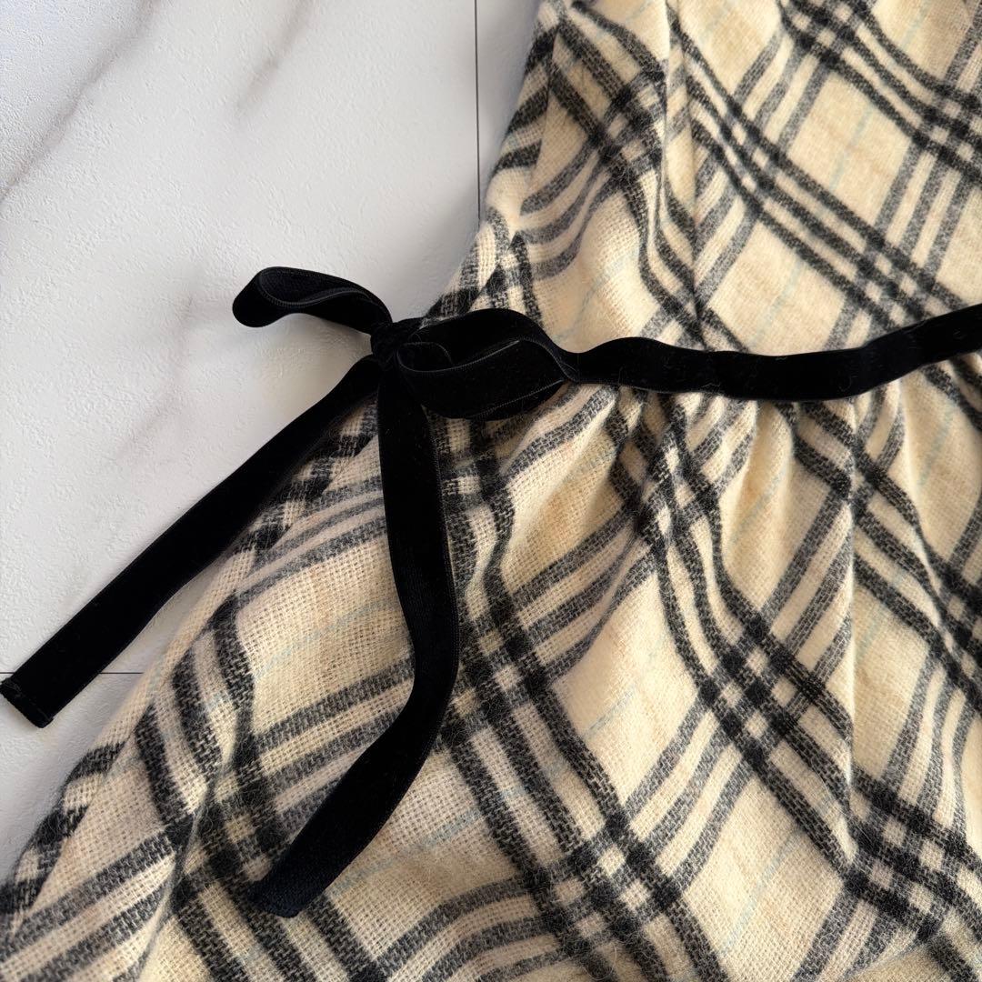 BURBERRY BLUE LABEL チェック ベロア リボン ワンピース