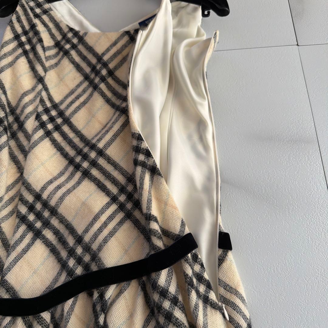BURBERRY BLUE LABEL チェック ベロア リボン ワンピース
