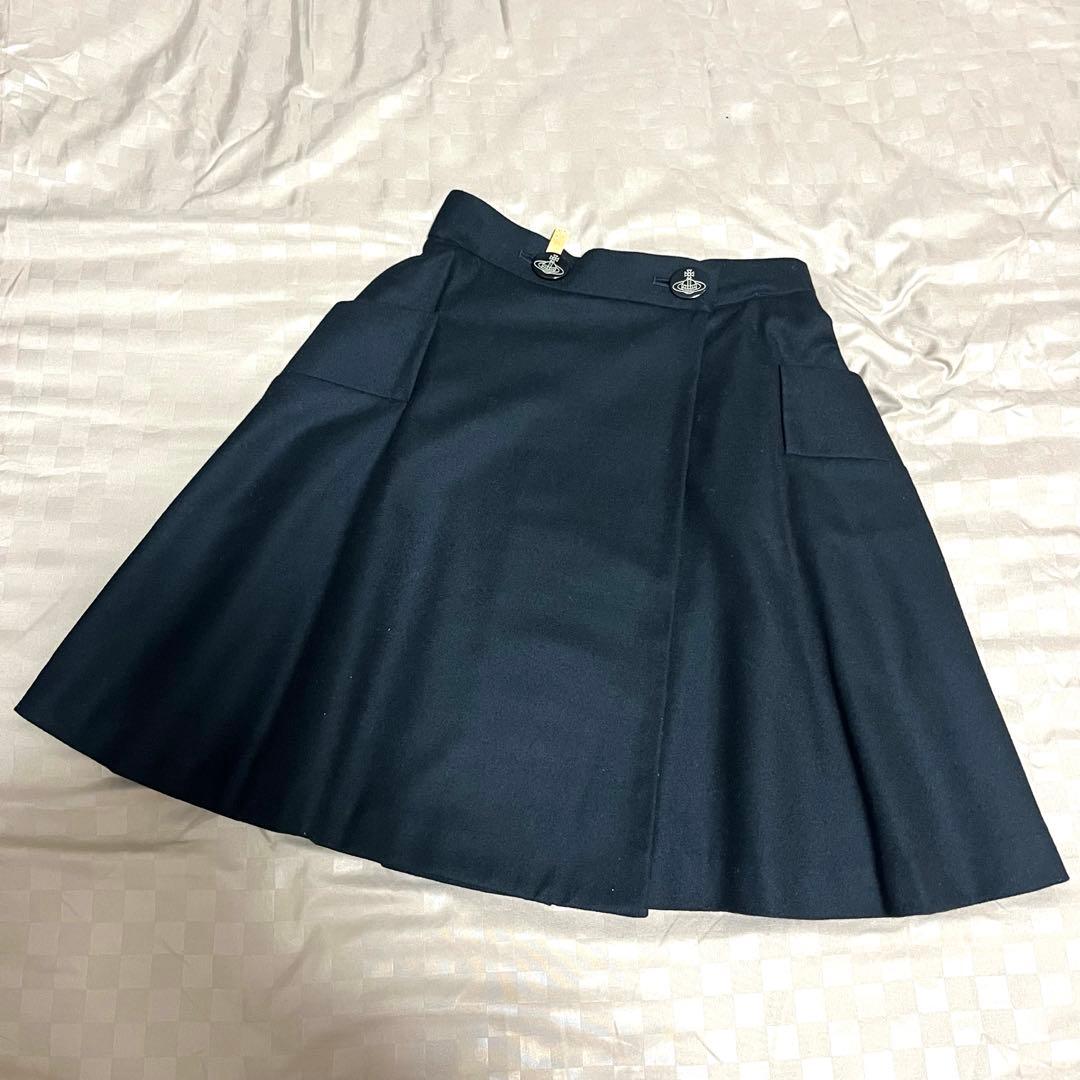 美品 vivienne westwood ラップスカート 黒 オーブ サイズ1
