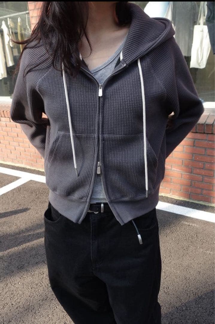 トップス OHOTORO Nap Waffle Zipper Hoodie