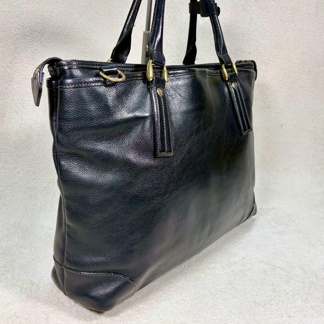 【美品✨】豊岡鞄　本革　ビジネスバッグ　シボ牛革　2way A4収納　ショルダー