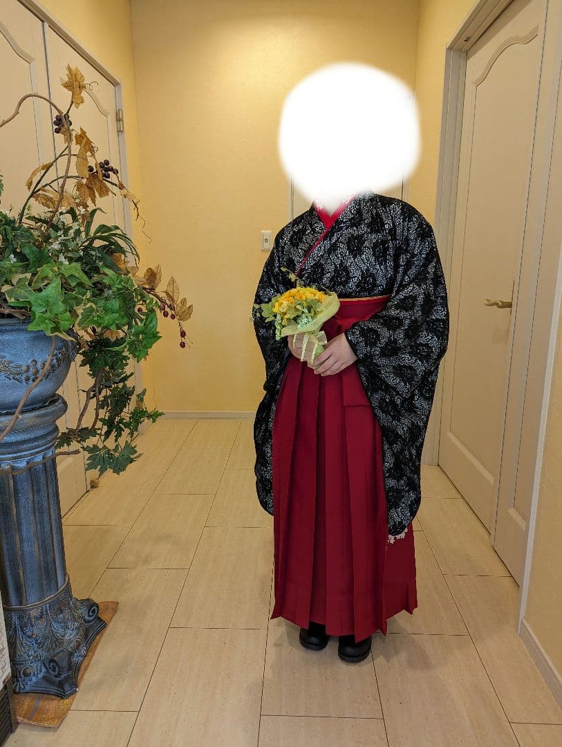 袴セット 卒業式に！150cm 別売りの刺繍半襟付き肌襦袢と水引髪飾り付き