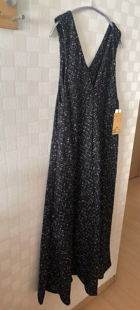 きーぶー　新品タグ付　ビアズリー ツィードフレアワンピース　ブラック系